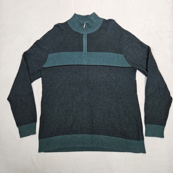 Fairlane Other - Fairlane Men's XL 1/4 Zip Sweater Cashmere Blend‎ Green Colorblock Soft Pullover